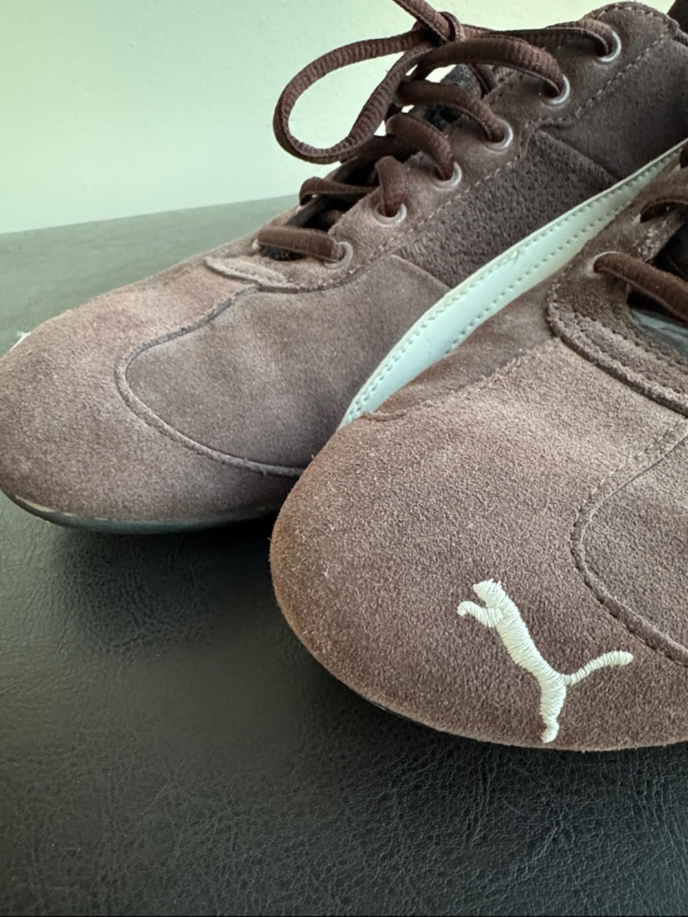 MAKE OFFER! Puma Brown Suede Sneakers with White Formstrip Men's 10.5US - Picture 4 of 11